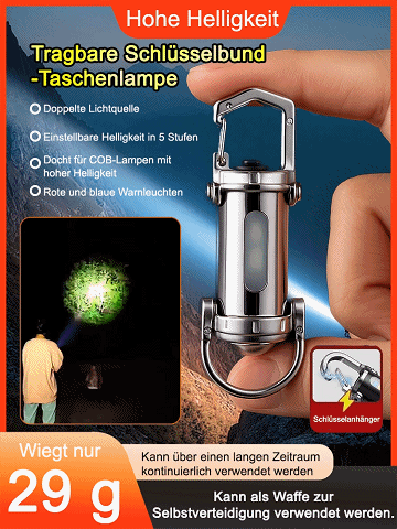 [3-in-1 Allrounder] Mini Schlüsselanhänger Taschenlampe