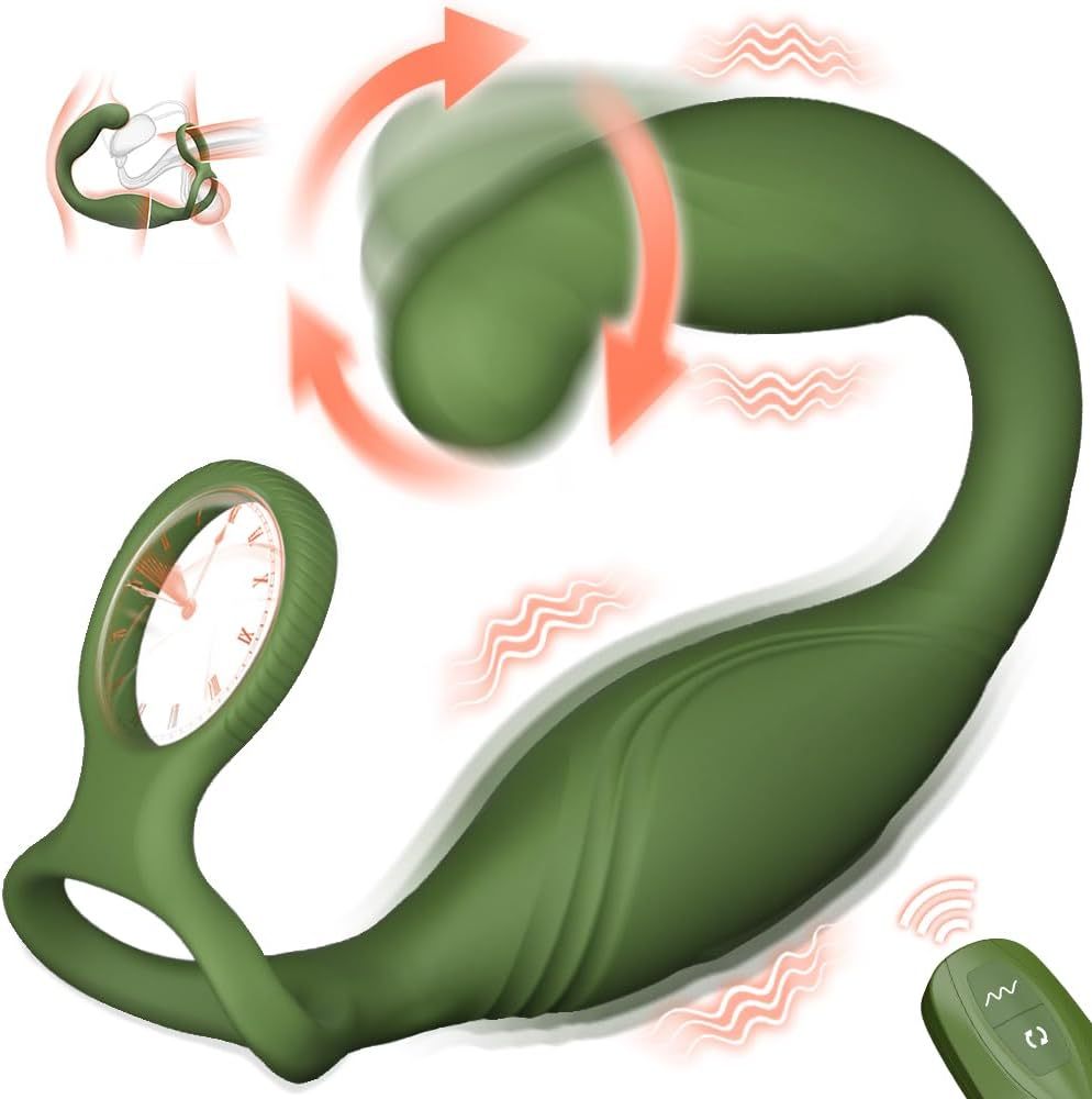 Vibrators for Men Prostate Stimulation Men Vibration with 360° Rotating 10 Vibrations Vibrator Sex Toy for Men C-shaped Portable Vibrator Sets for Men Plug