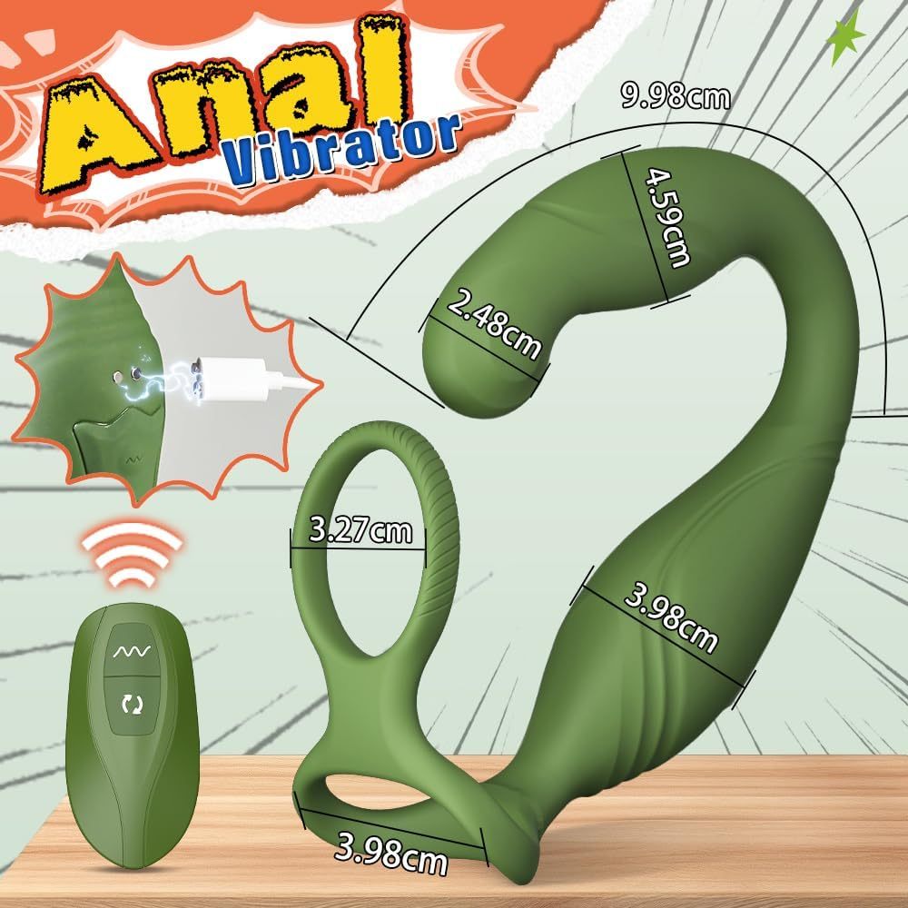 Vibrators for Men Prostate Stimulation Men Vibration with 360° Rotating 10 Vibrations Vibrator Sex Toy for Men C-shaped Portable Vibrator Sets for Men Plug