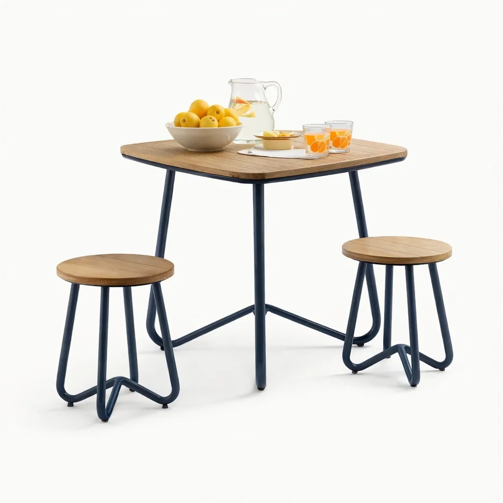 Table repas carree bois avec tabourets-primepicket
