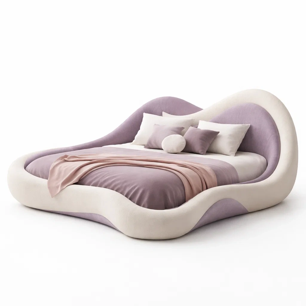 Lit rembourre forme organique violet clair-primepicket