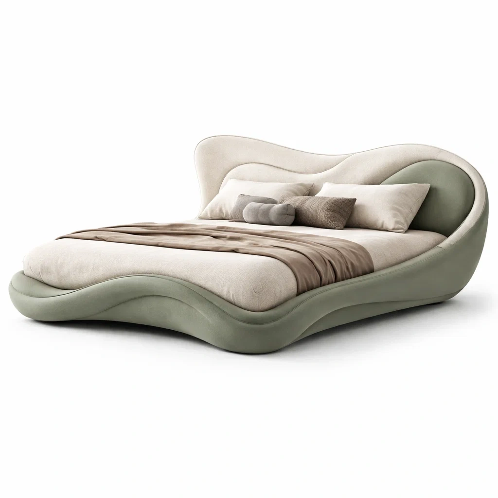 Lit design courbe vert doux-primepicket