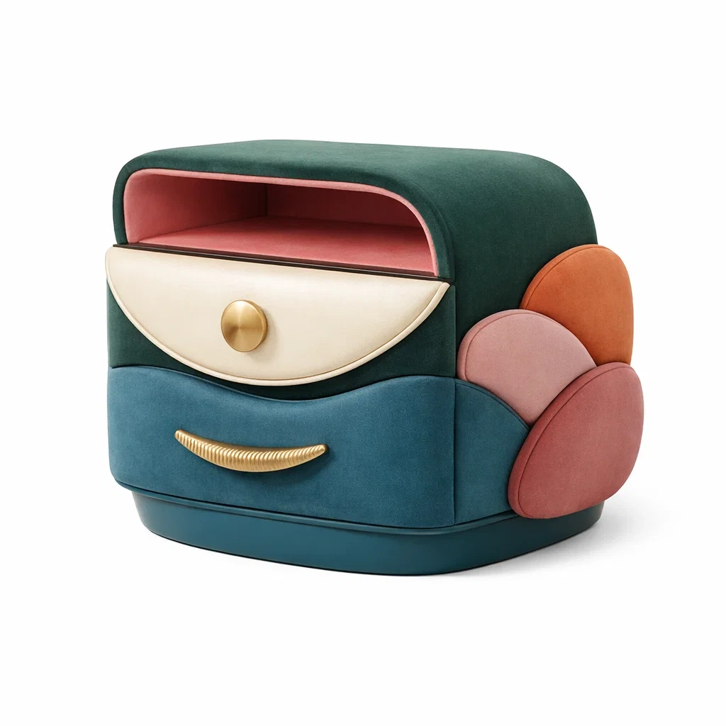 Table de chevet design multicolore textile-primepicket