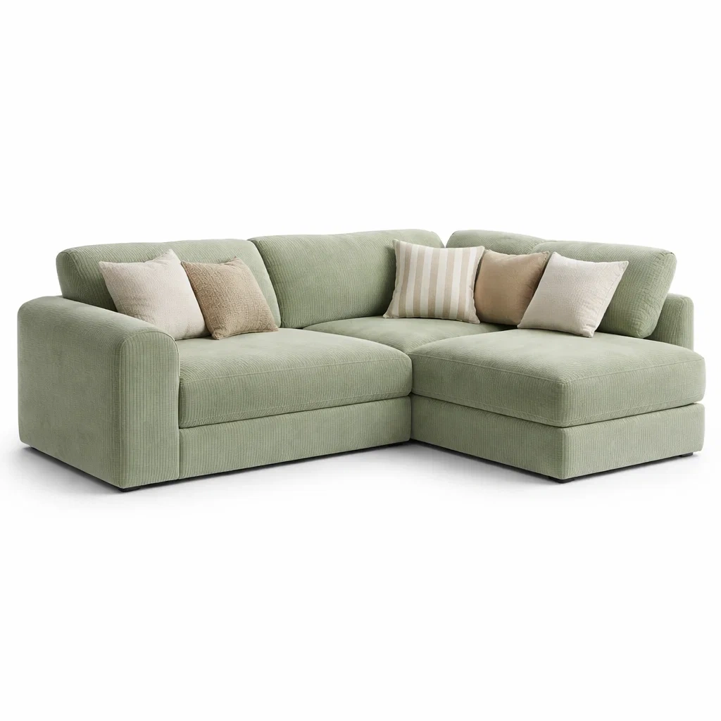 Canape d angle tissu vert doux-primepicket