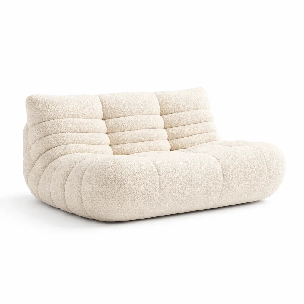 Canape boucle blanc creme-primepicket