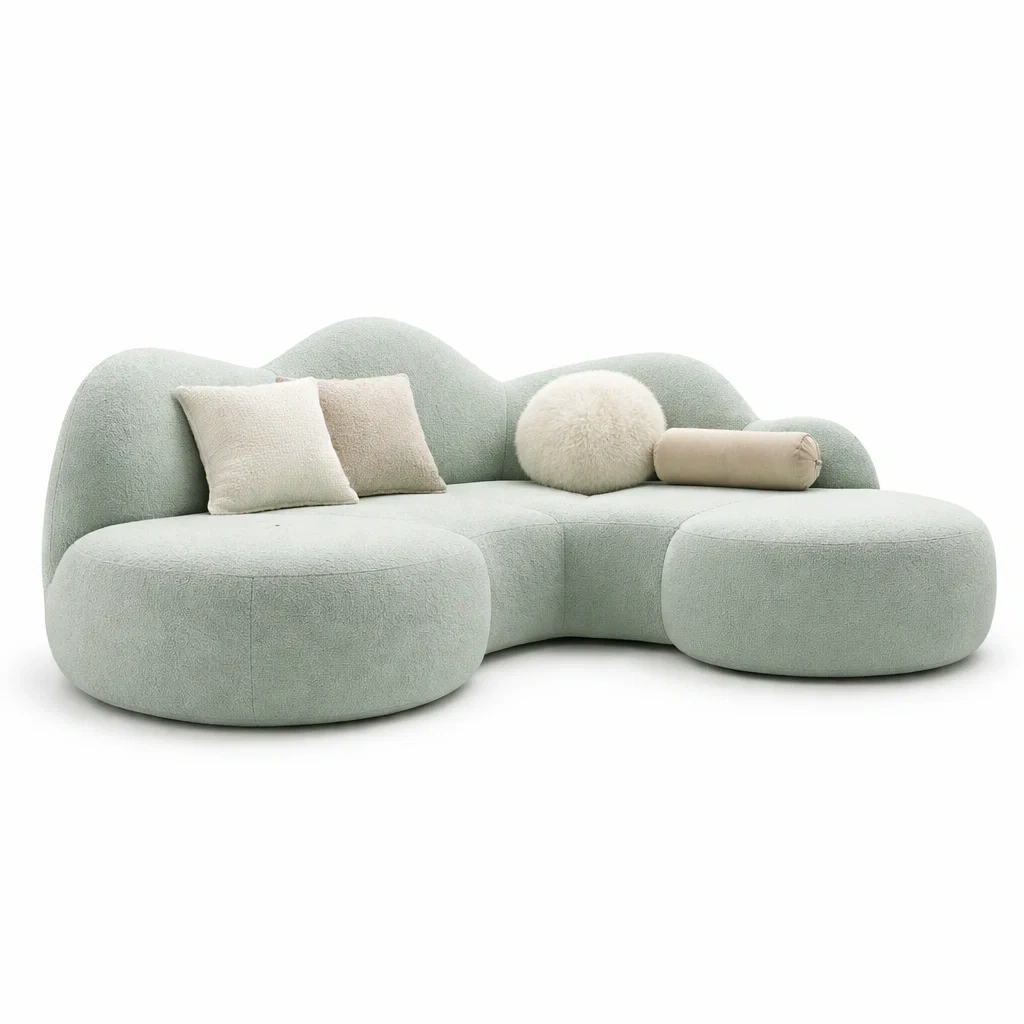 Canape modulable forme organique vert clair-primepicket