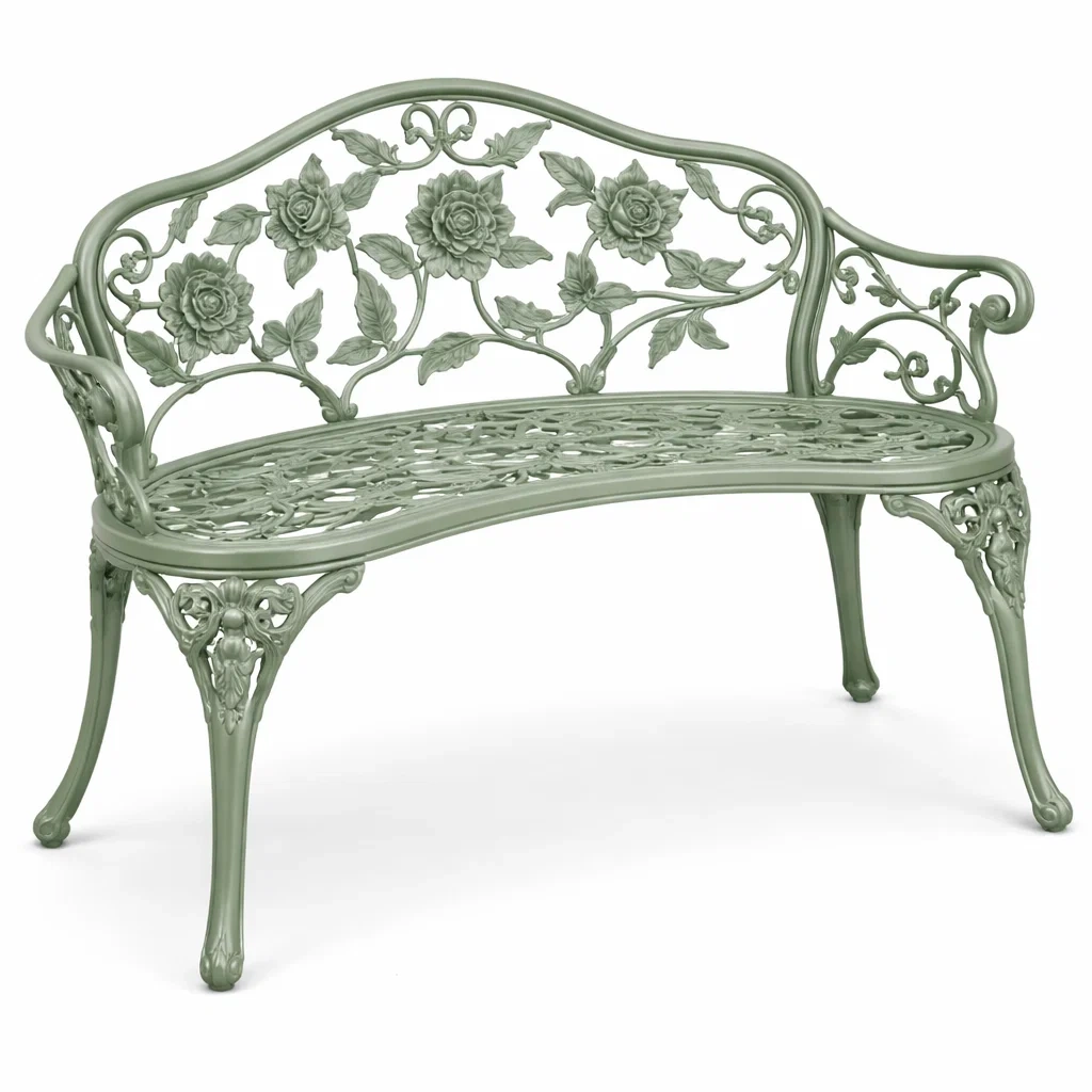 Banc jardin fonte decor floral classique-primepicket