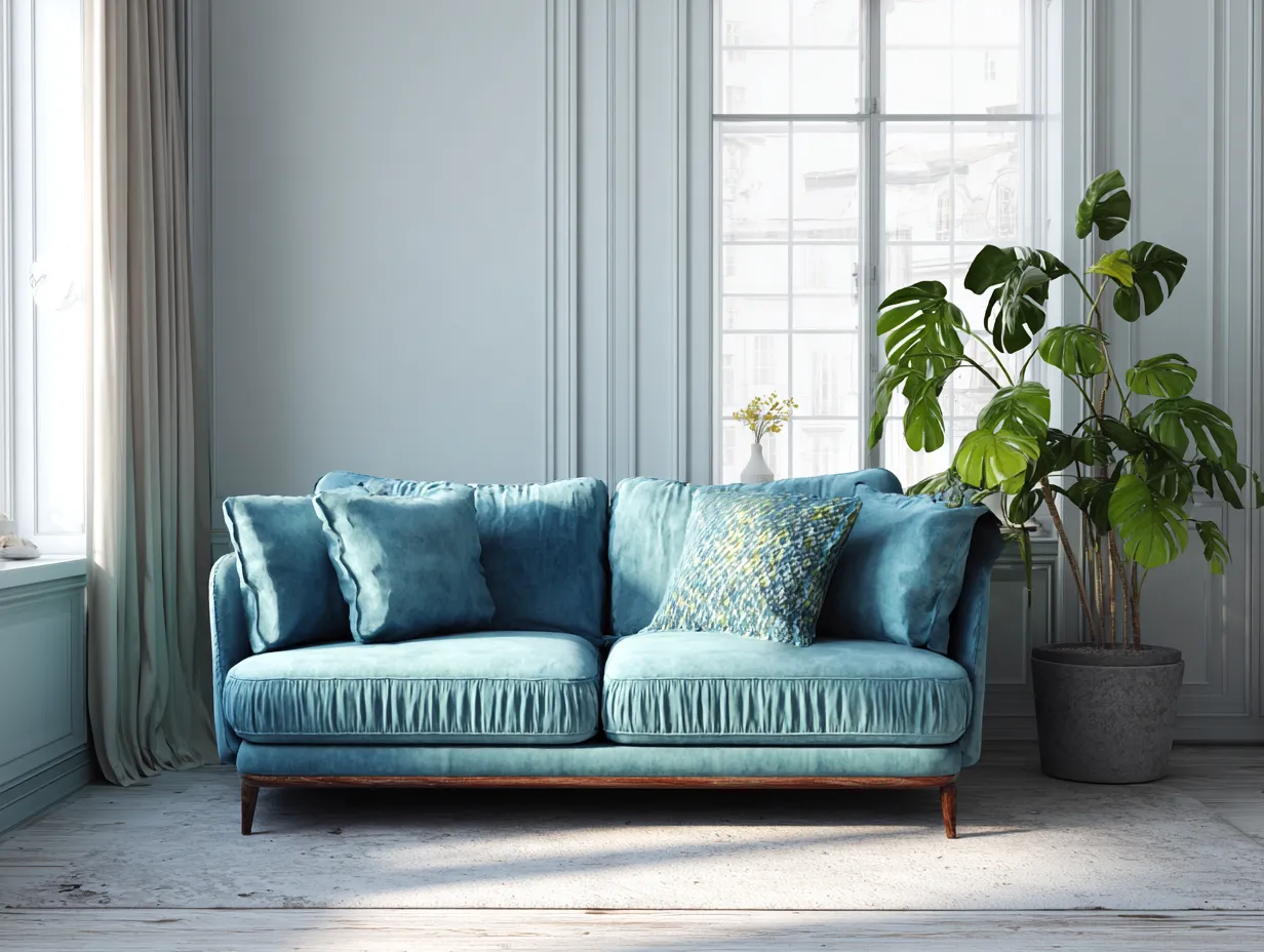 Sofás 2 plazas - tela-madera - 172x88x84 cm - azul verdoso - estilo elegante-Craftgetly