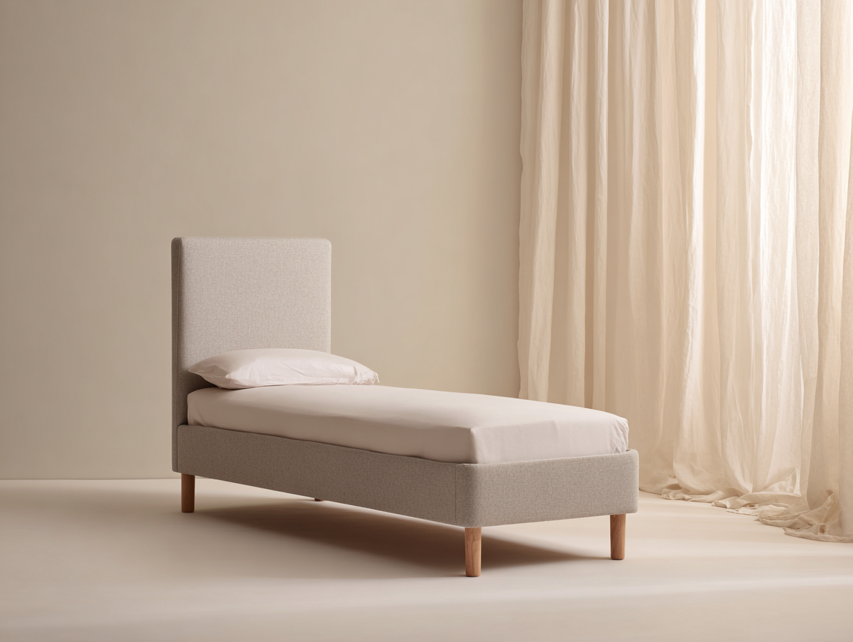 Camas individuales - tela-madera - 200x90x95 cm - beige - estilo moderno-Craftgetly