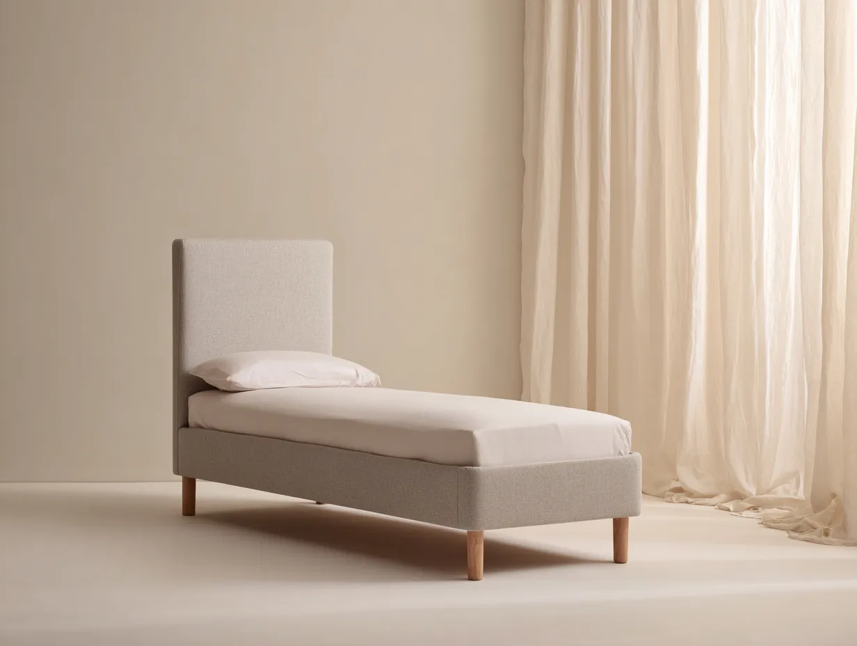 Camas individuales - tela-madera - 200x90x95 cm - beige - estilo moderno-Craftgetly