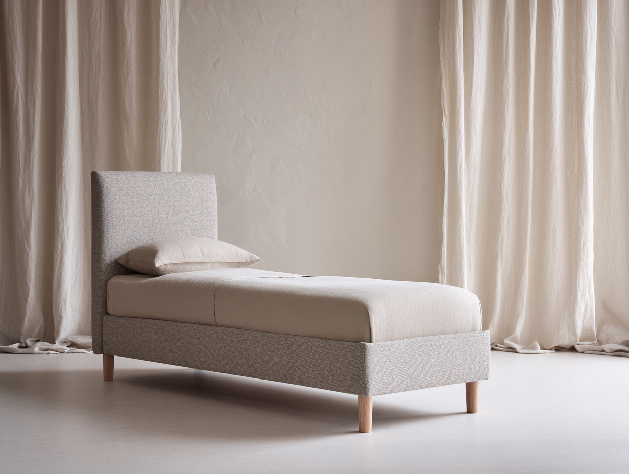 Camas individuales - tela-madera - 198x92x97 cm - beige - estilo contemporáneo-Craftgetly