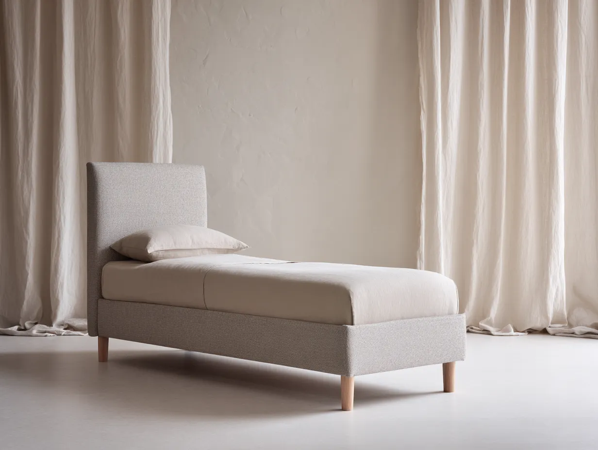 Camas individuales - tela-madera - 198x92x97 cm - beige - estilo contemporáneo-Craftgetly