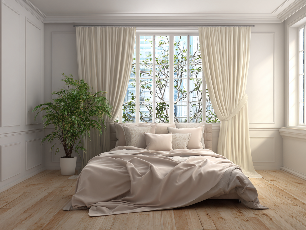 Camas dobles - Tela-Madera - 208x168x112 cm - Beige - Estilo elegante-Craftgetly