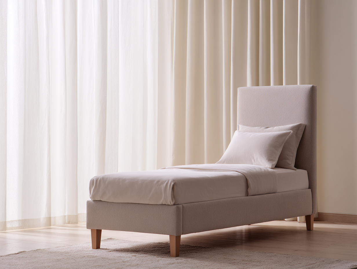 Camas individuales - tela-madera - 202x94x102 cm - beige - estilo moderno-Craftgetly