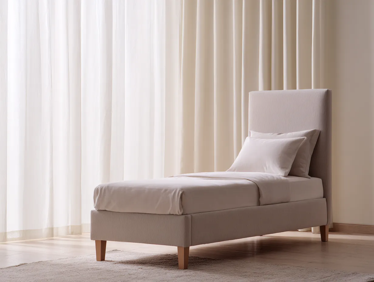 Camas individuales - tela-madera - 202x94x102 cm - beige - estilo moderno-Craftgetly