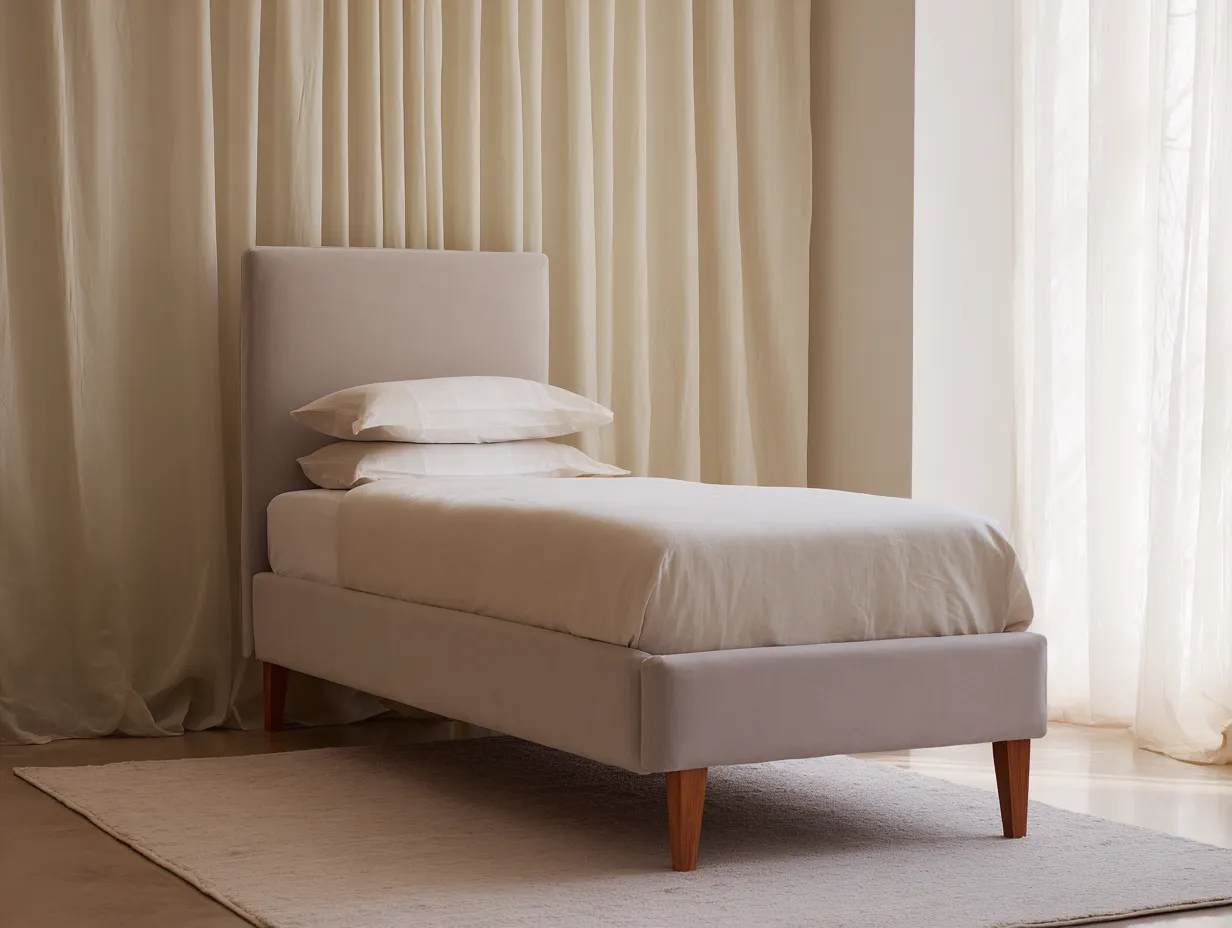 Camas individuales - tela-madera - 196x91x100 cm - beige claro - estilo contemporáneo-Craftgetly