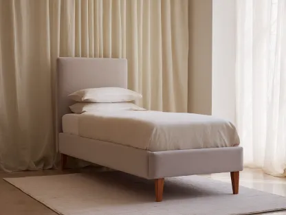 Camas individuales - tela-madera - 196x91x100 cm - beige claro - estilo contemporáneo-Craftgetly