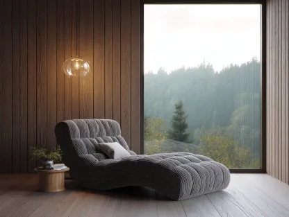 Chaise longue - tela-metal - 168x78x82 cm - gris antracita - estilo contemporáneo-Craftgetly