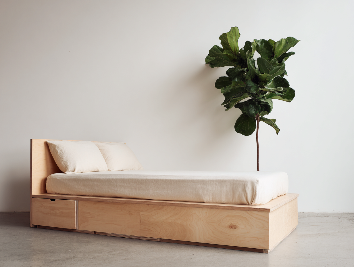 Camas individuales - madera - 200x95x85 cm - madera natural - estilo minimalista-Craftgetly