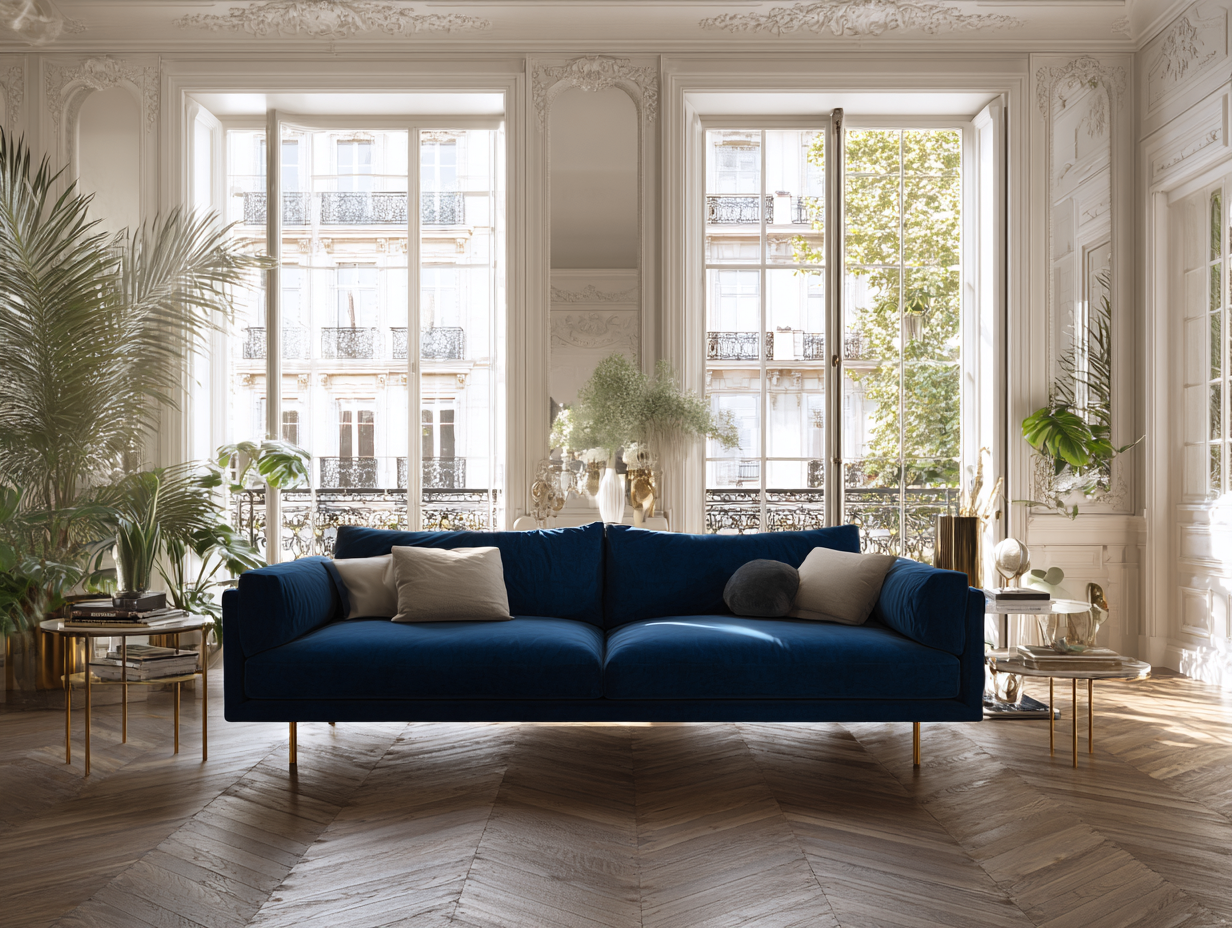 Sofás 2 plazas - tela-metal - 196x90x82 cm - azul oscuro - estilo elegante-Craftgetly