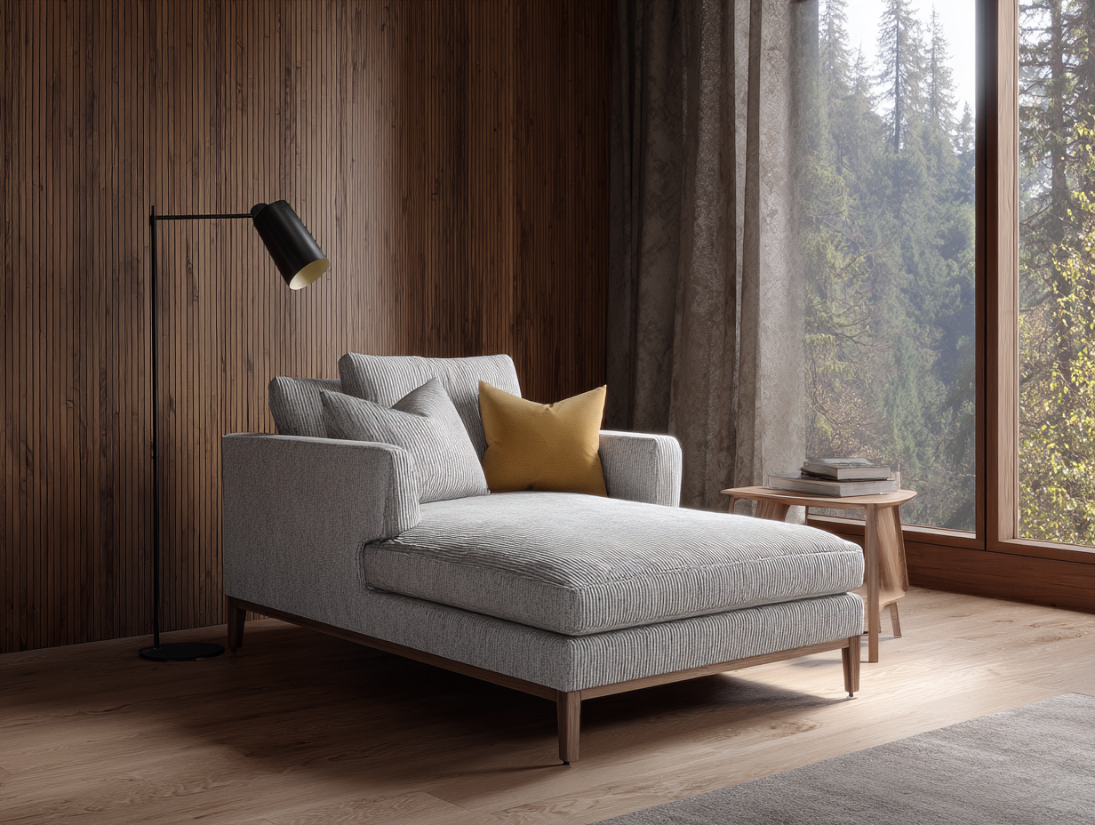 Chaise longue - tela-madera - 162x85x78 cm - gris claro - estilo moderno-Craftgetly