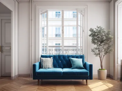 Sofás 2 plazas - tela-madera - 168x85x83 cm - azul - estilo clásico contemporáneo-Craftgetly