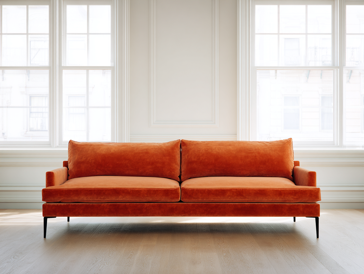 Sofás 2 plazas - tela-metal - 198x88x80 cm - naranja - estilo moderno-Craftgetly