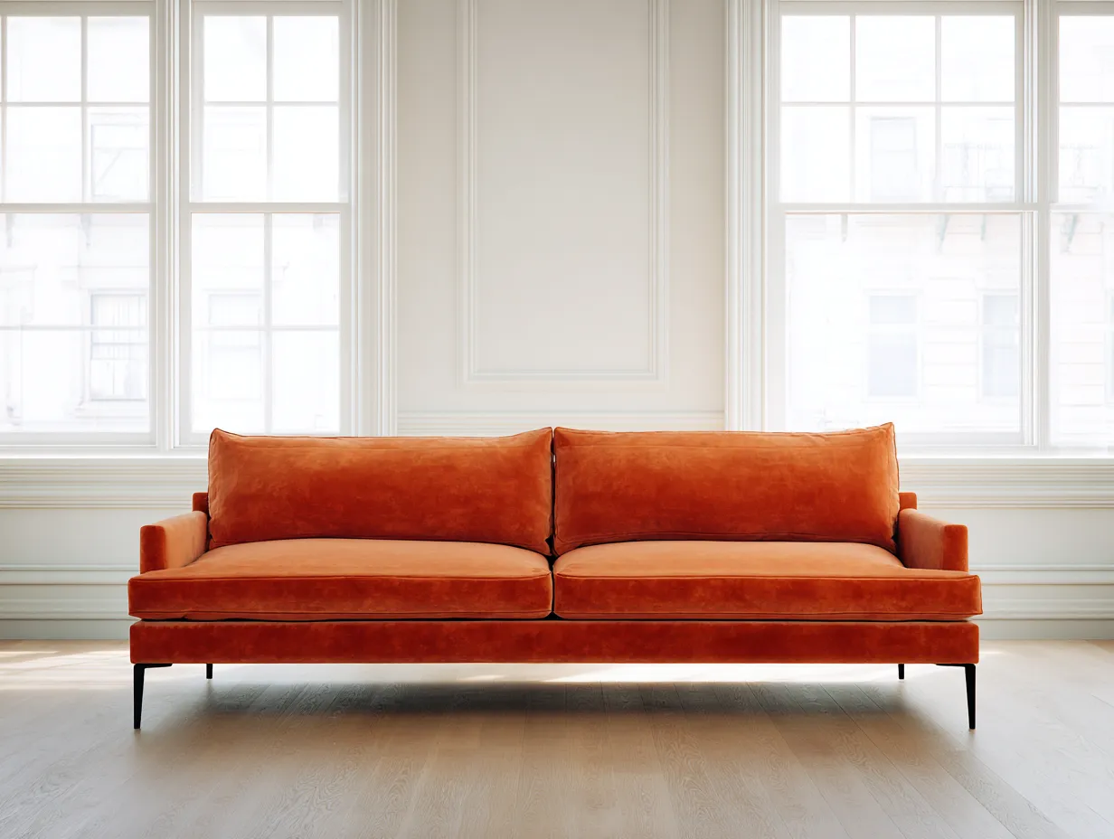 Sofás 2 plazas - tela-metal - 198x88x80 cm - naranja - estilo moderno-Craftgetly