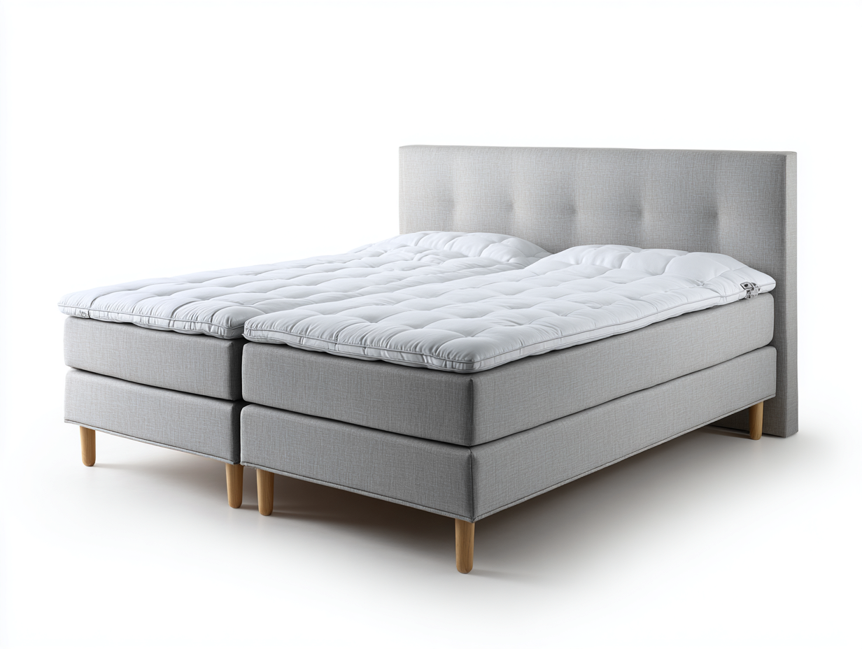 Letto matrimoniale imbottito in tessuto 200x180x105 cm - Grigio chiaro - design moderno-Oakgetloft