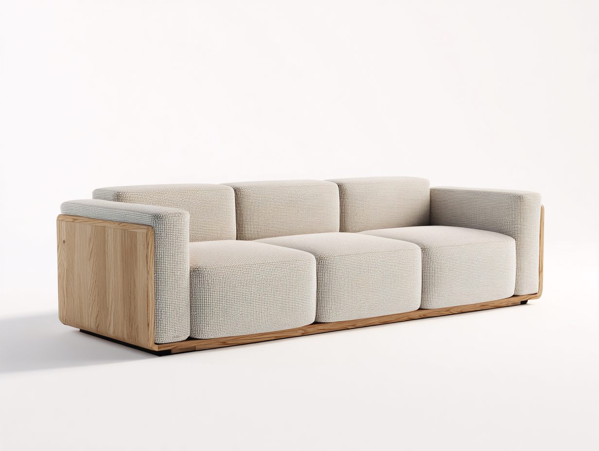 Divano a 3 posti imbottito 230x95x80 cm - tessuto - grigio - per soggiorno - design moderno-Oakgetloft