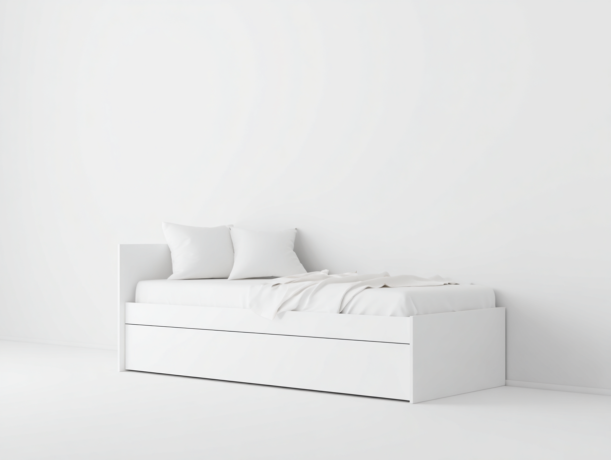 Letto singolo in legno 190x90x90 cm - bianco - design minimal per camera da letto-Oakgetloft