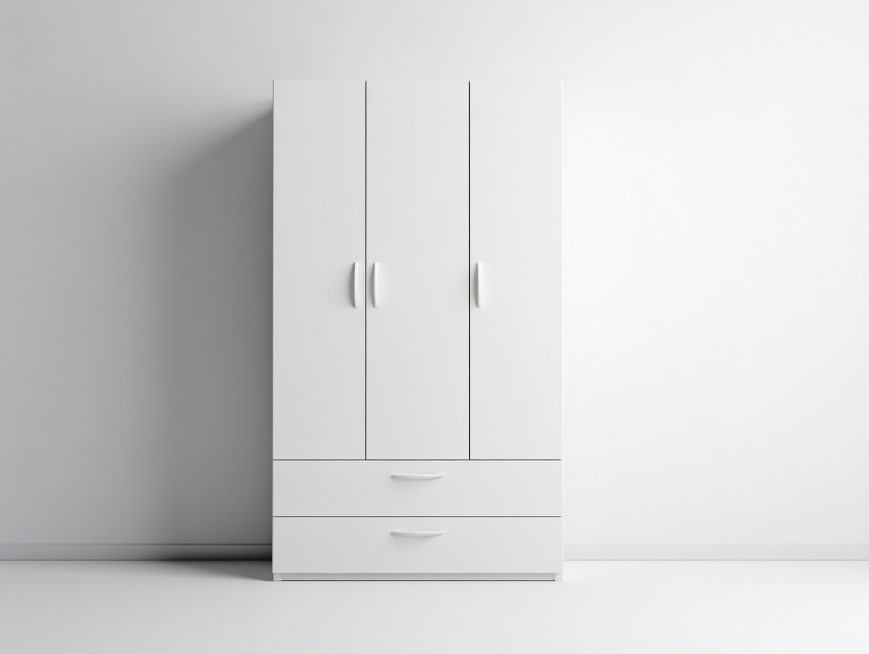 Armarios de tres puertas - Madera - 170x55x198 cm - Blanco - Estilo moderno-Roomuplab