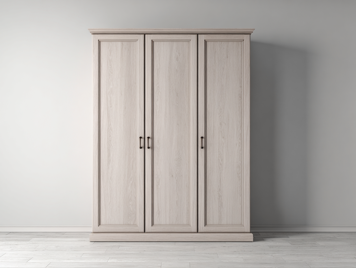 Armarios de tres puertas - Madera - 175x56x202 cm - Beige claro - Estilo clásico-Roomuplab