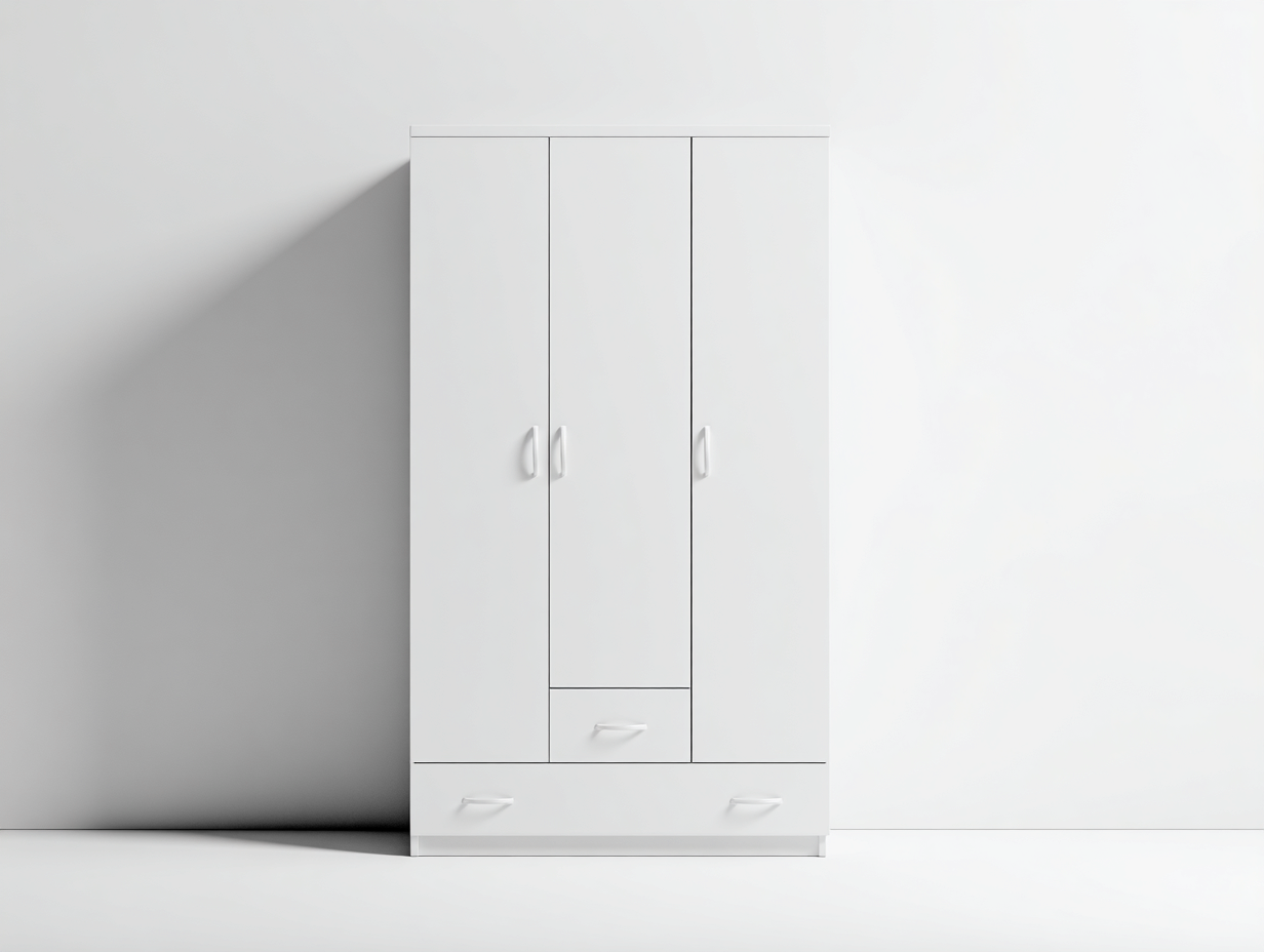 Armarios de tres puertas - Madera - 168x55x197 cm - Blanco - Estilo moderno-Roomuplab