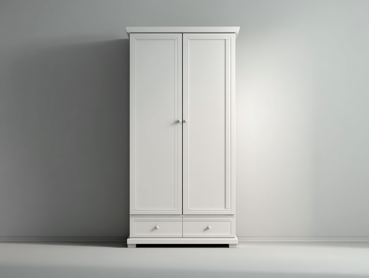 Armarios 2 puertas-madera-90x55x190 cm-blanco-estilo clásico-Roomuplab