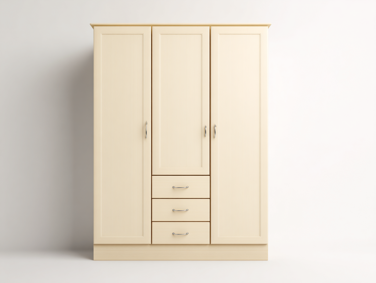 Armarios de tres puertas - Madera - 178x57x204 cm - Beige - Estilo clásico-Roomuplab