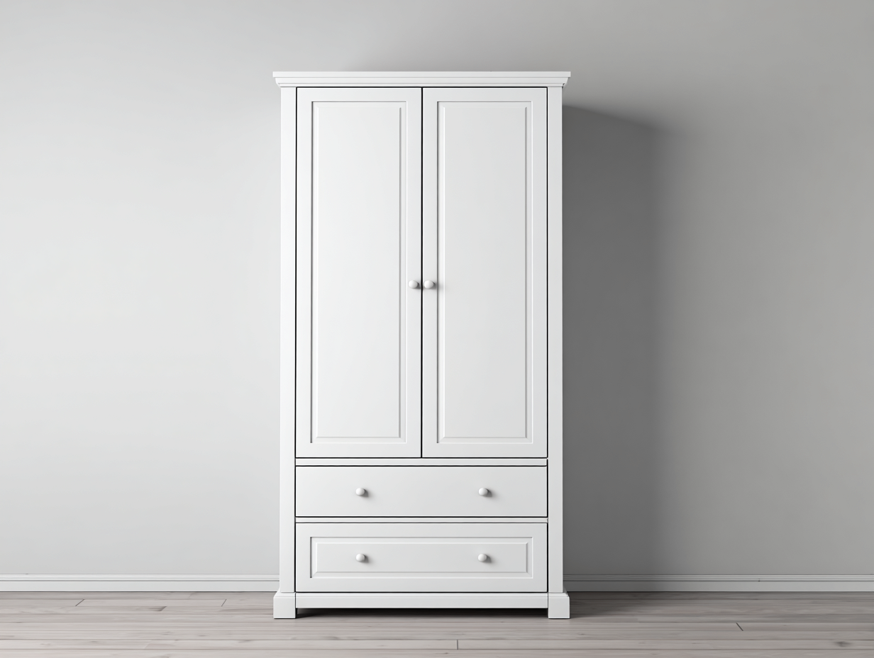 Armarios 2 puertas-madera-100x58x195 cm-blanco-estilo clásico-Roomuplab