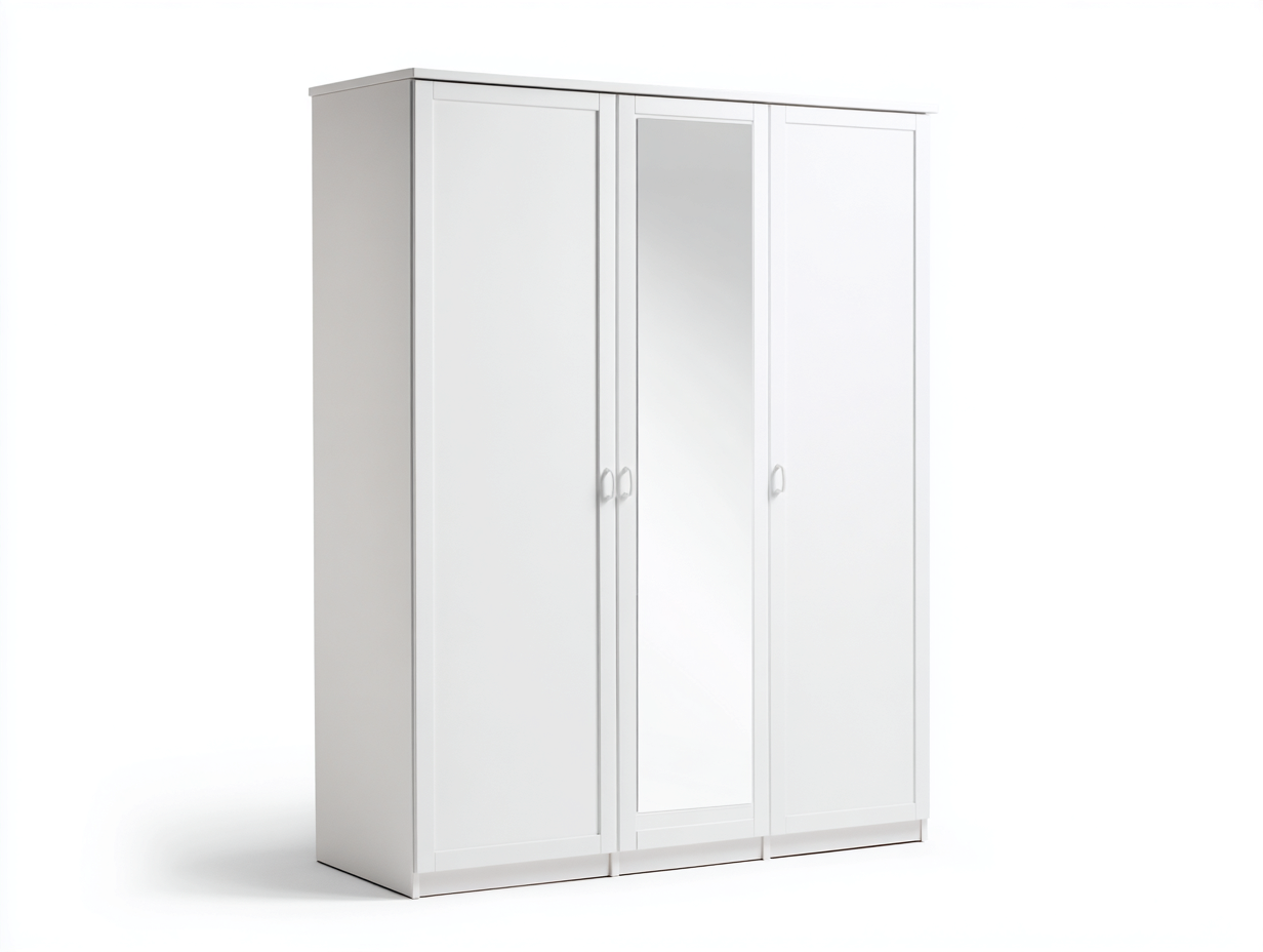 Armarios de tres puertas - Madera-Vidrio - 182x58x202 cm - Blanco - Estilo moderno-Roomuplab