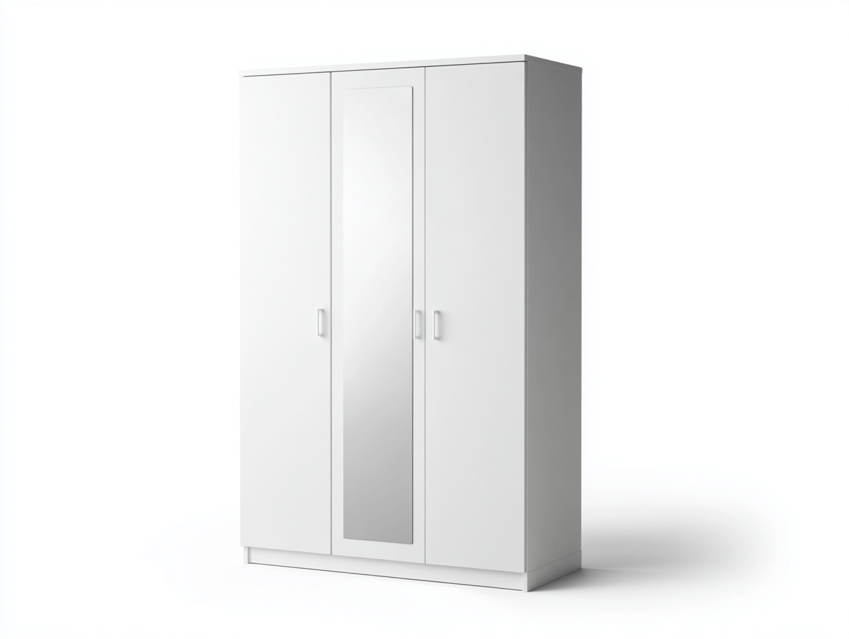 Armarios de tres puertas - Madera-Vidrio - 176x56x198 cm - Blanco - Estilo contemporáneo-Roomuplab