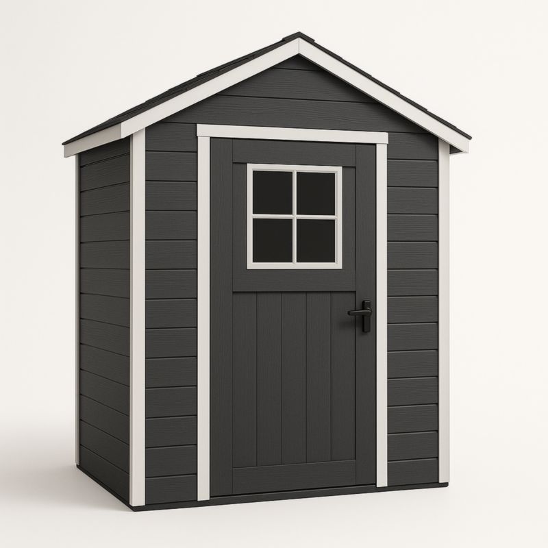Abri de jardin en résine avec fenêtre 200x130x210 cm Anthracite et Blanc