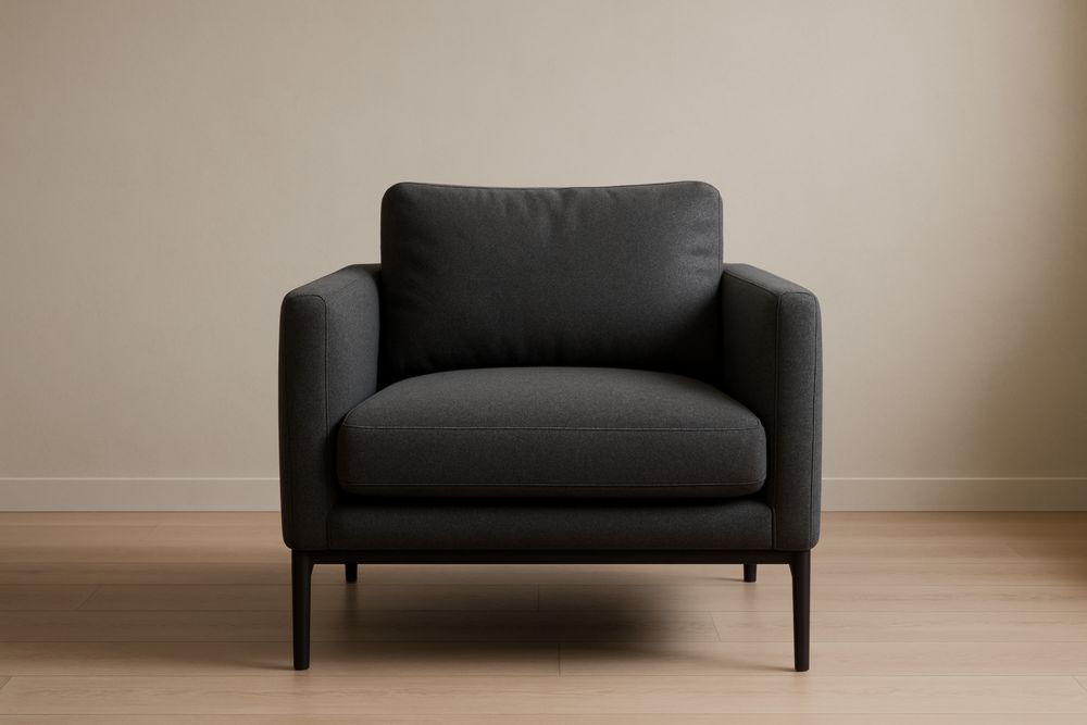 Fauteuil en tissu polyester gris foncé avec cadre en métal