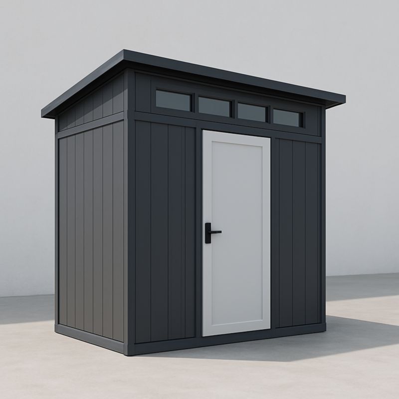 Abri de Jardin en Résine Gris Anthracite avec Toit Incliné