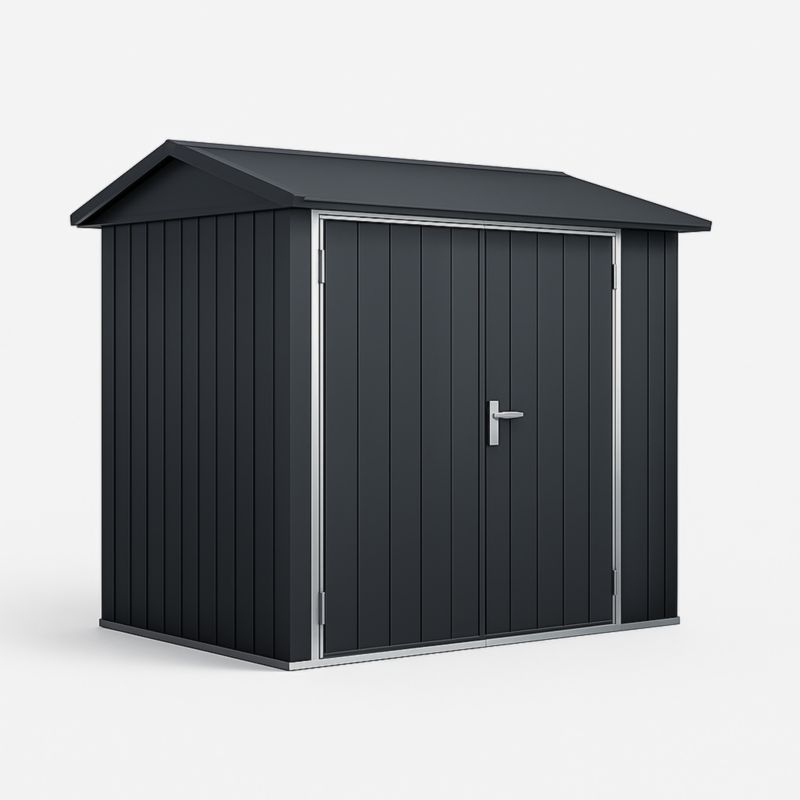 Abri de jardin en acier galvanisé 213cm x 127cm x 185cm Gris Anthracite