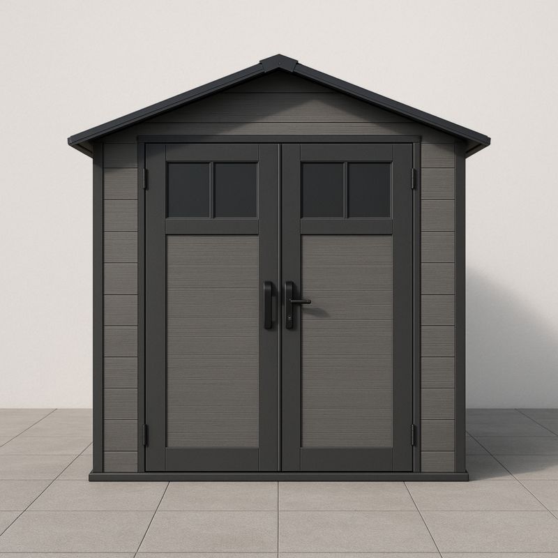 Abri de Jardin Résine 185x152x226cm Porte Double Gris Anthracite