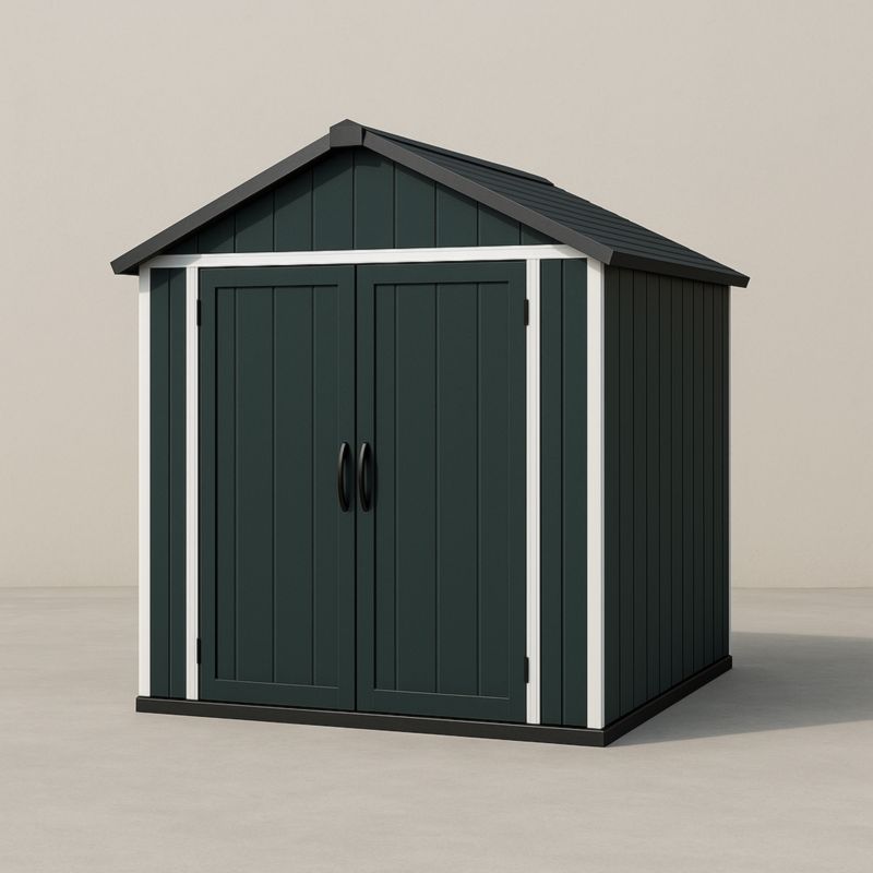 Abri de Jardin en Résine avec Double Porte Vert/Blanc