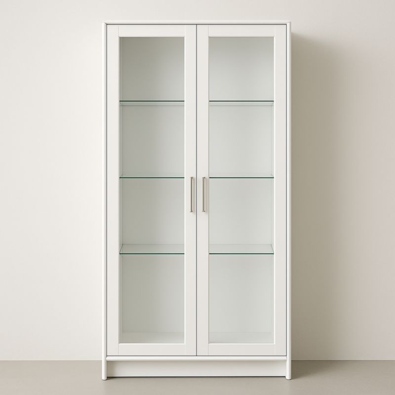 Armoire vitrée blanche en bois et verre trempé