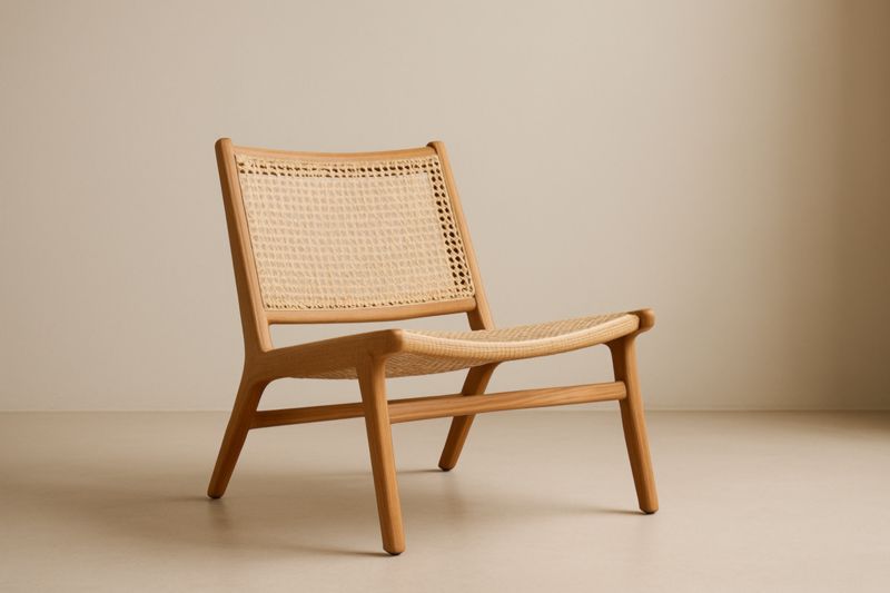 Chaise en chêne et rotin naturel 72 cm x 70 cm x 75 cm