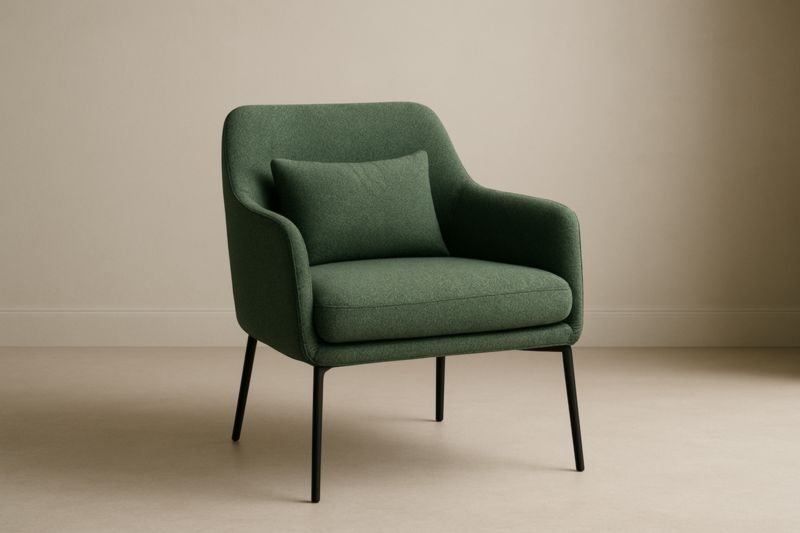 Fauteuil en tissu vert avec pieds en métal noir 75x80x87 cm