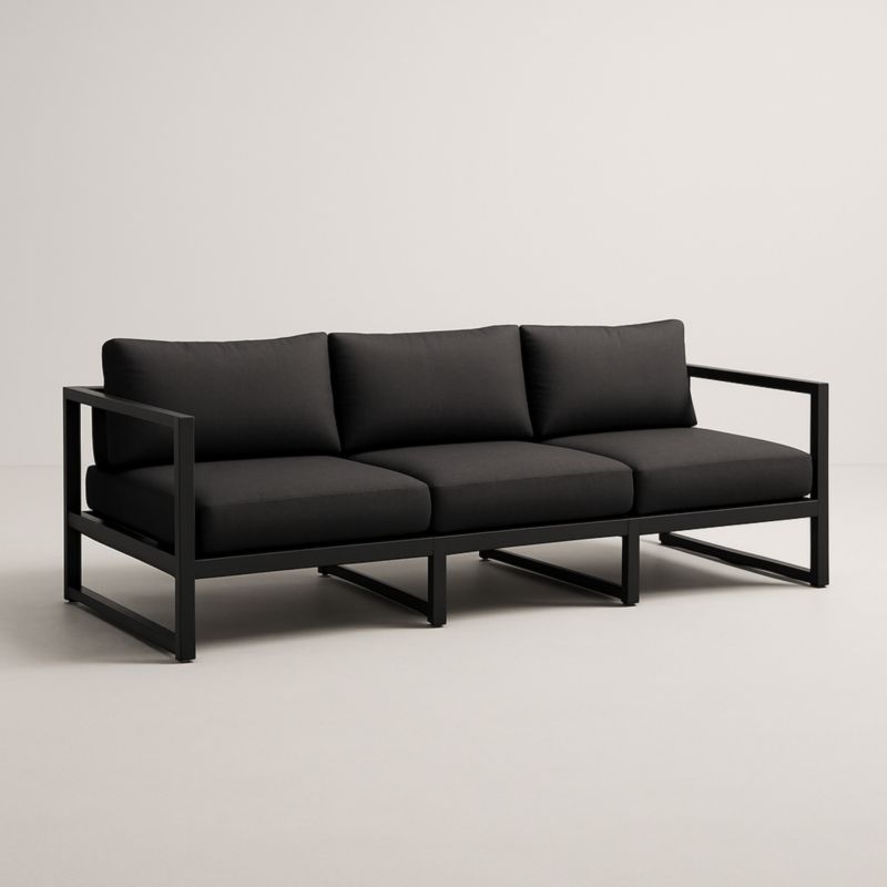 Canapé 3 Places Structure Métallique Tissu Polypropylène Noir