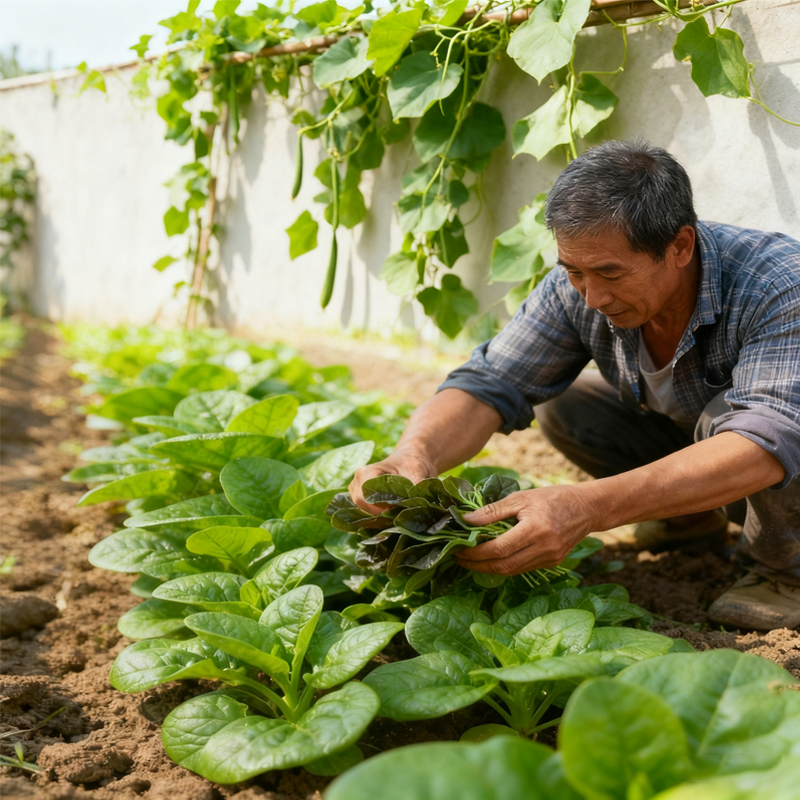 🌿 Vypěstujte si vlastní špenát Malabar s velkými listy ze semen – čerstvý, výživný a snadno sklízetelný